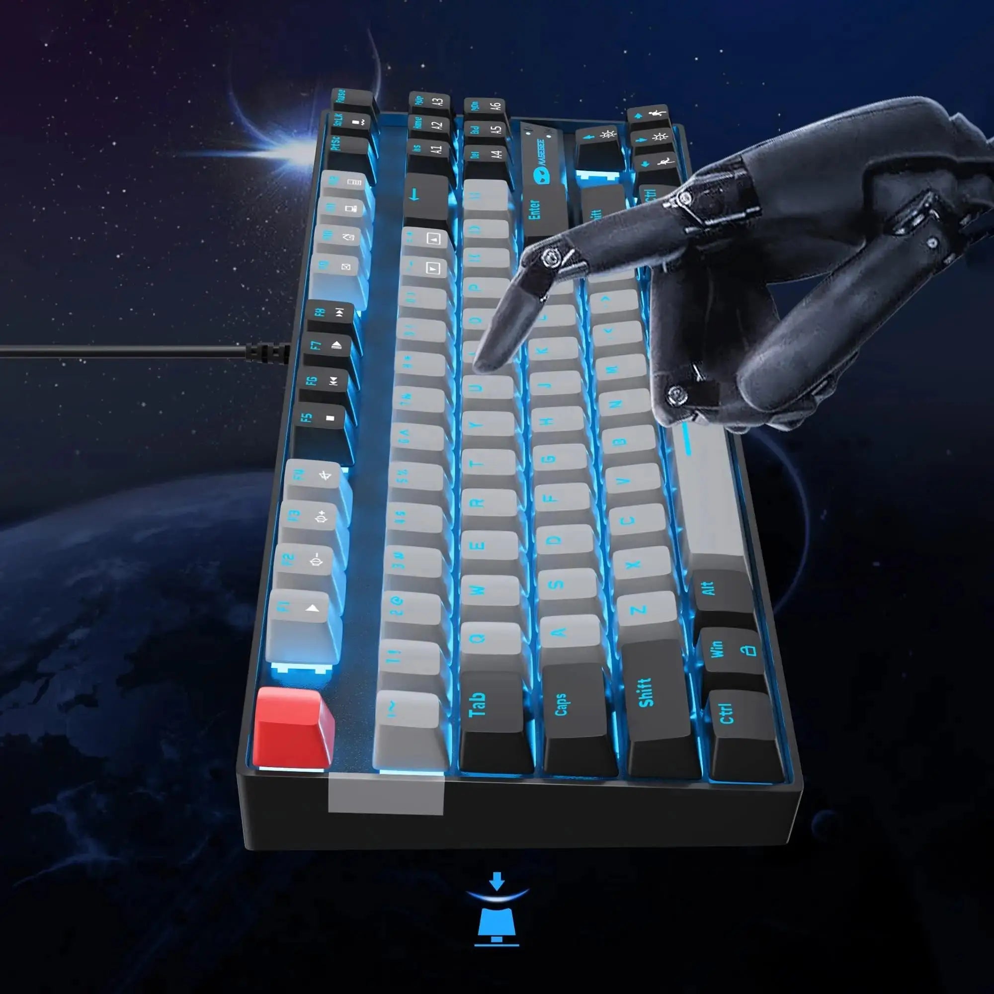 MageGee 75% Mechanical Gaming Keyboard, Blue Switch, LED Blue Backlit, 87 Keys Compact TKL Wired Keyboards for Windows Laptop PC