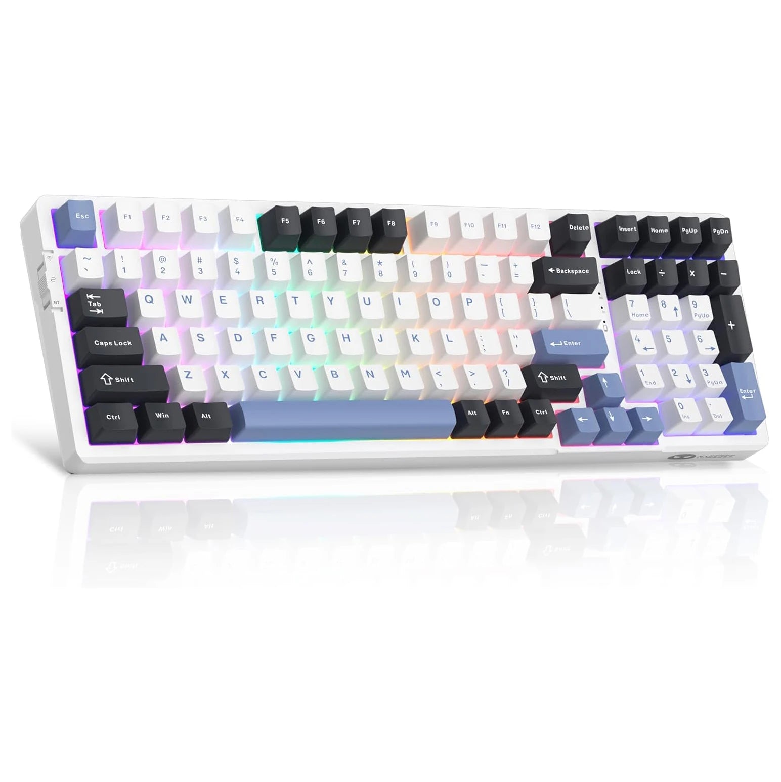 MageGee LIGHT100 Wireless Creamy Keyboard, Gasket Structure Hot Swappable, Tri-Mode 2.4G/USB-C/BT5.0 RGB Backlit Mechanical Gami