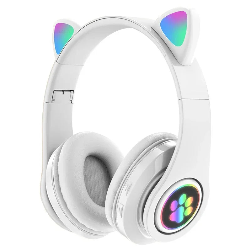 Light Cute Cat Ear Bluetooth Headphones Earphones With MIC Support TF Card  Wireless Headsets Headset For Kids Girl Gifts