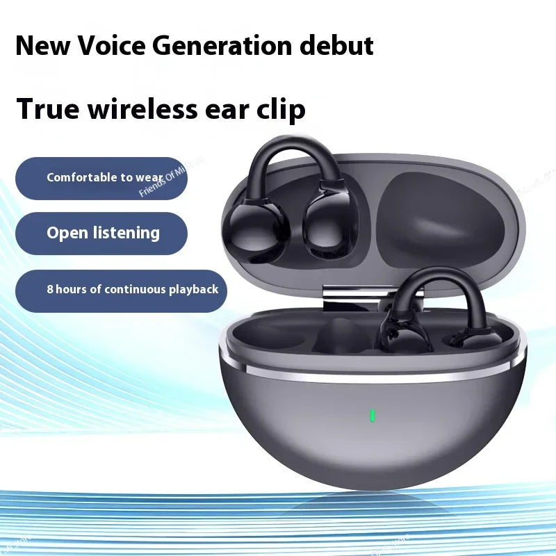 New Ear Clip Earphone Open Ear Sports Wireless Bluetooth Headphone Touch Control ENC Noise Cancelling Headset With Microphone