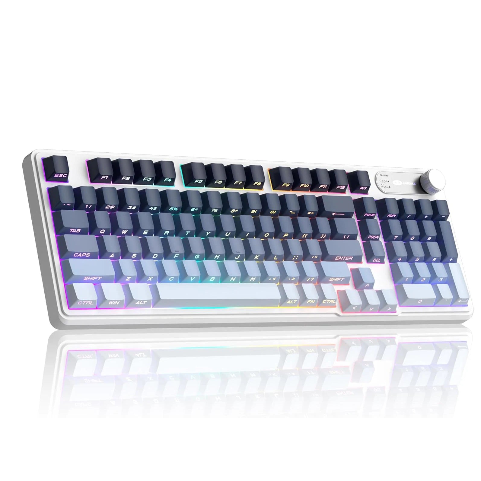 MageGee GK960 Wireless Gaming Keyboard, RGB Tri-Mode Wired/BT/2.4G Creamy Keyboard with Number Pad, 4000mAh Battery, Knob Contro