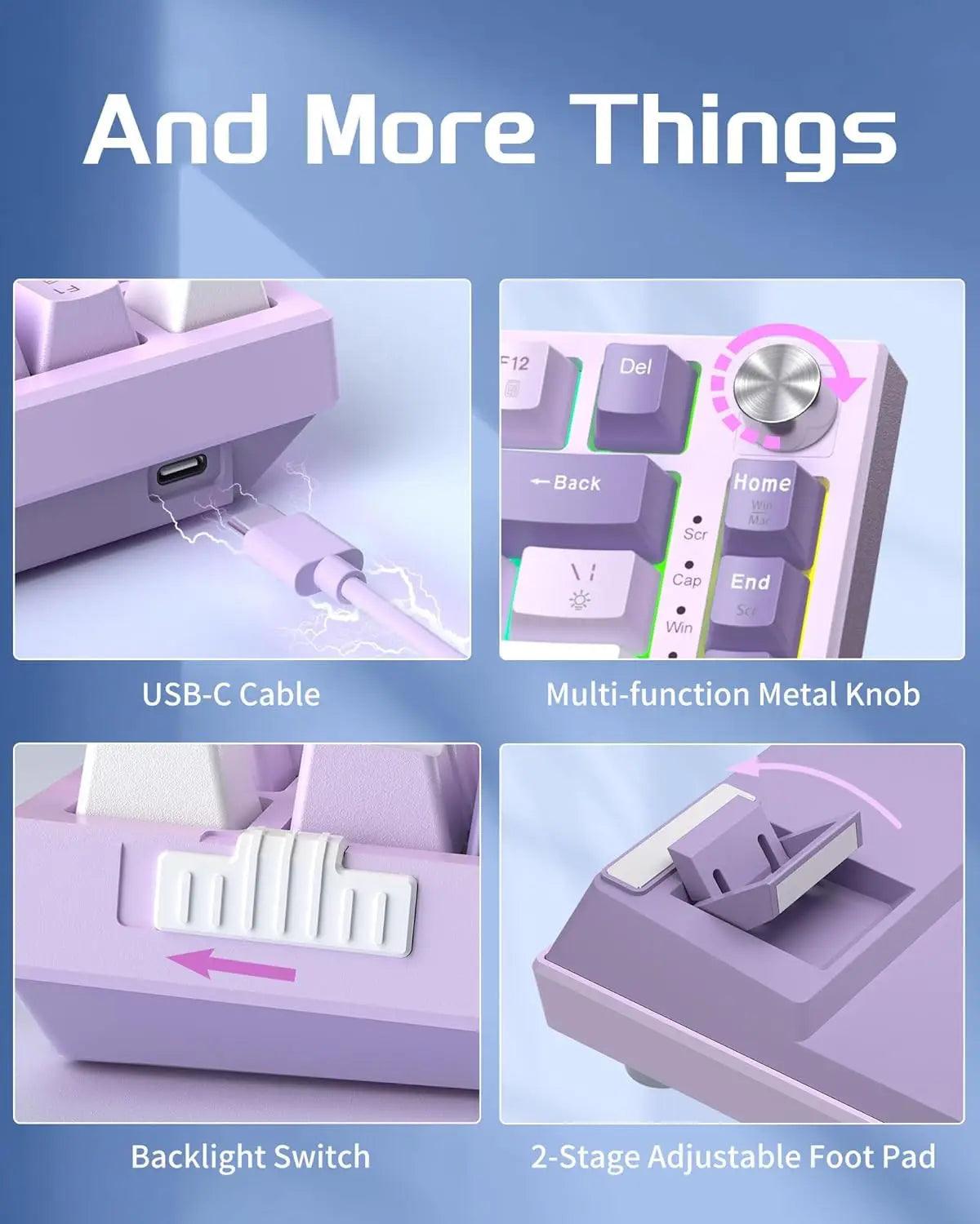 MageGee SKY81 75% Mechanical Gaming Keyboard, RGB Hot Swappable Wired Custom Creamy Keyboards with 5-Layer Sound Dampening, Knob