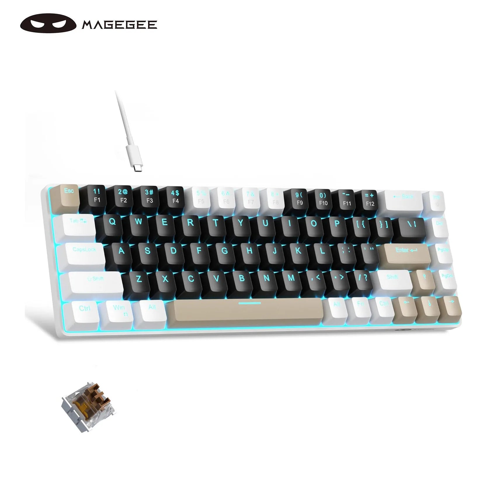 MageGee Portable 60% Mechanical Gaming Keyboard, MK-Box LED Backlit Compact 68 Keys Mini Wired Office Keyboard with Red Switch f