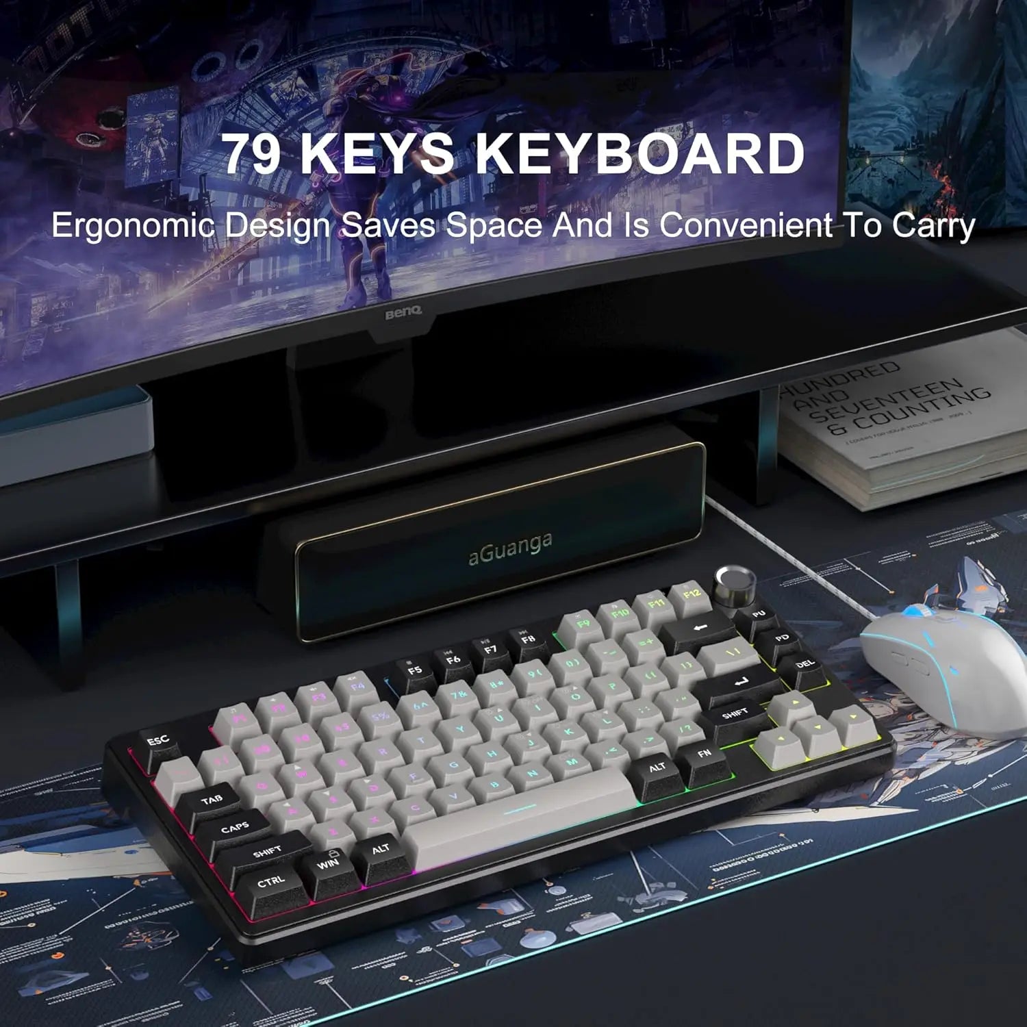 MageGee Mini 60% Gaming Keyboard, RGB Backlit 75 Key Ultra-Compact Keyboard, TS75 Ergonomic Waterproof Mechanical Feeling Office