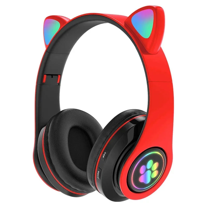 Light Cute Cat Ear Bluetooth Headphones Earphones With MIC Support TF Card  Wireless Headsets Headset For Kids Girl Gifts