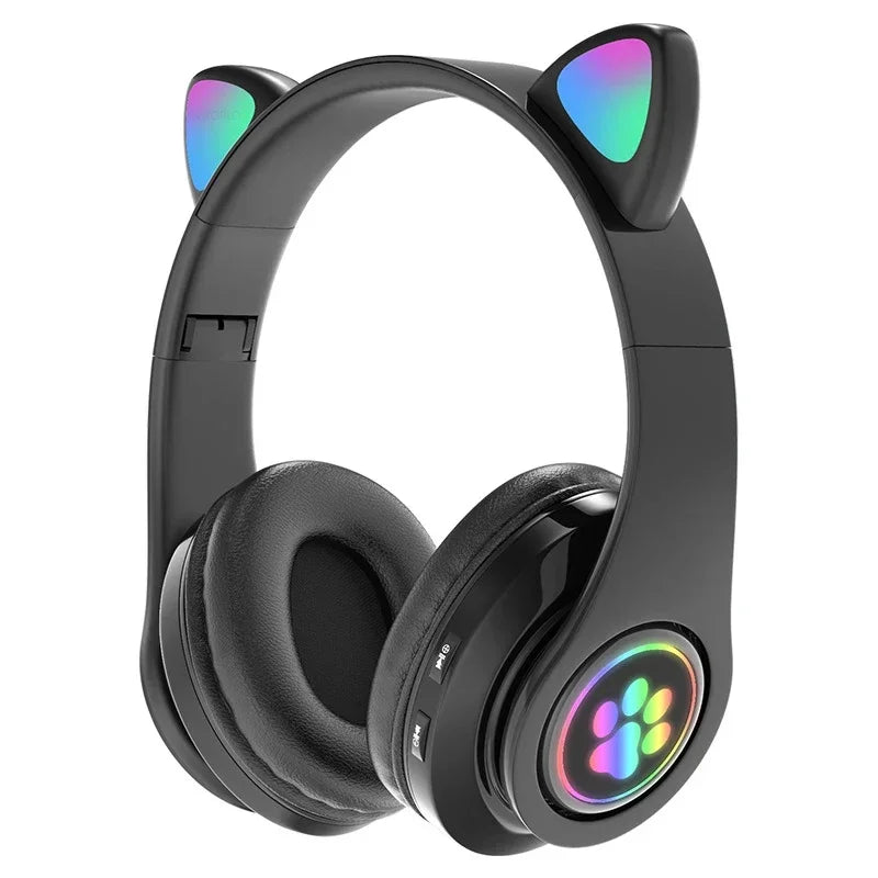 Light Cute Cat Ear Bluetooth Headphones Earphones With MIC Support TF Card  Wireless Headsets Headset For Kids Girl Gifts