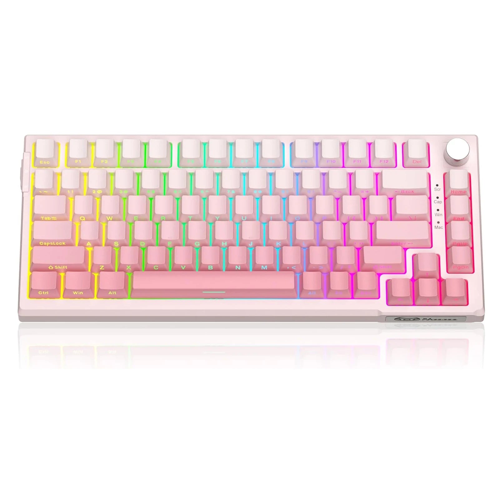 MageGee SKY81 75% Wireless Gasket Mechanical Gaming Keyboard, Hot Swappable RGB w/ 5-Layer Padding, BT/2.4G/USB-C, Knob Control