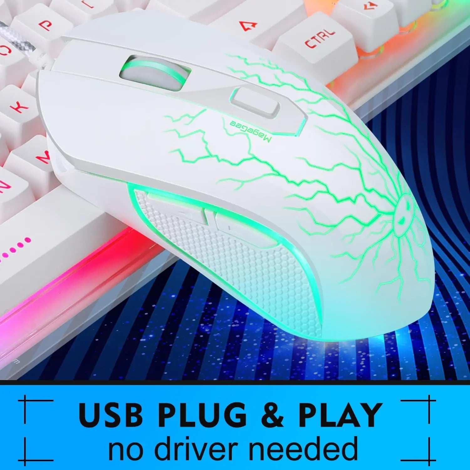 MageGee Gaming Keyboard Mouse Combo, K1 RGB LED Backlit Wired Keyboard with 104 Key Computer PC Gaming Keyboard for PC/Laptop