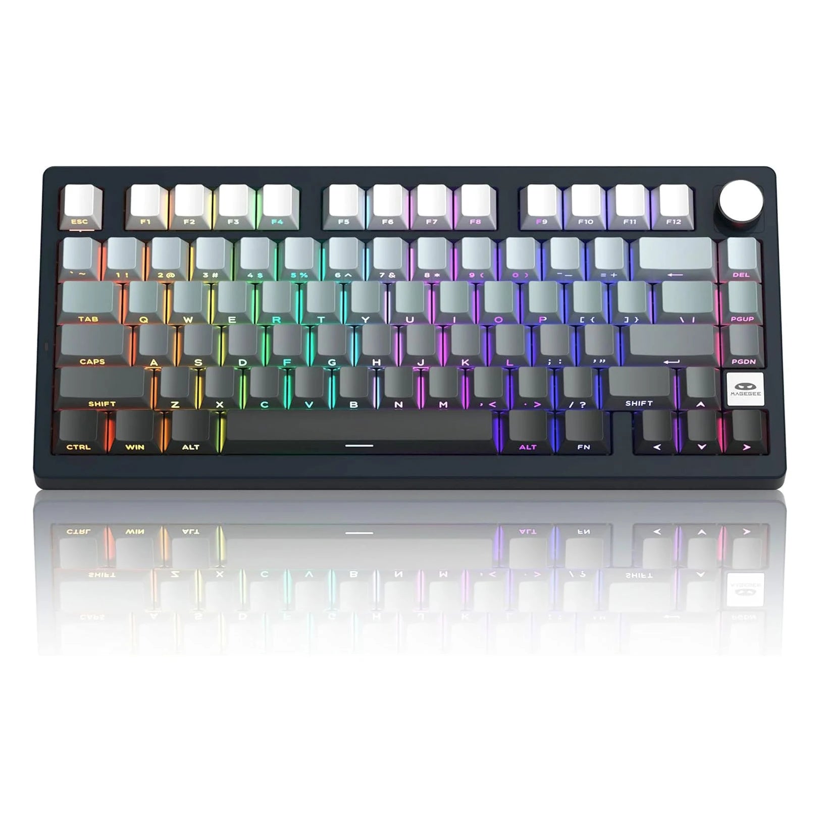 MageGee LIGHT75 Wireless Creamy Keyboard, Tri-Mode Bluetooth/2.4GHz/USB-C RGB Backlit, Gasket Hot Swappable Custom Gaming Keyboard