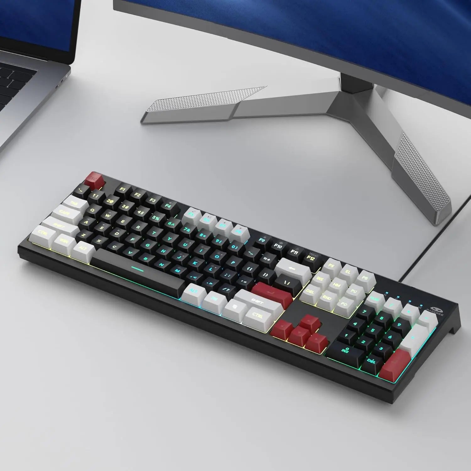 MageGee Creamy Keyboards,K2 Classic Keyboard Wired RGB Backlit 104 Keys Waterproof Ergonomic Keyboard,PC Keyboards for PC/loptop