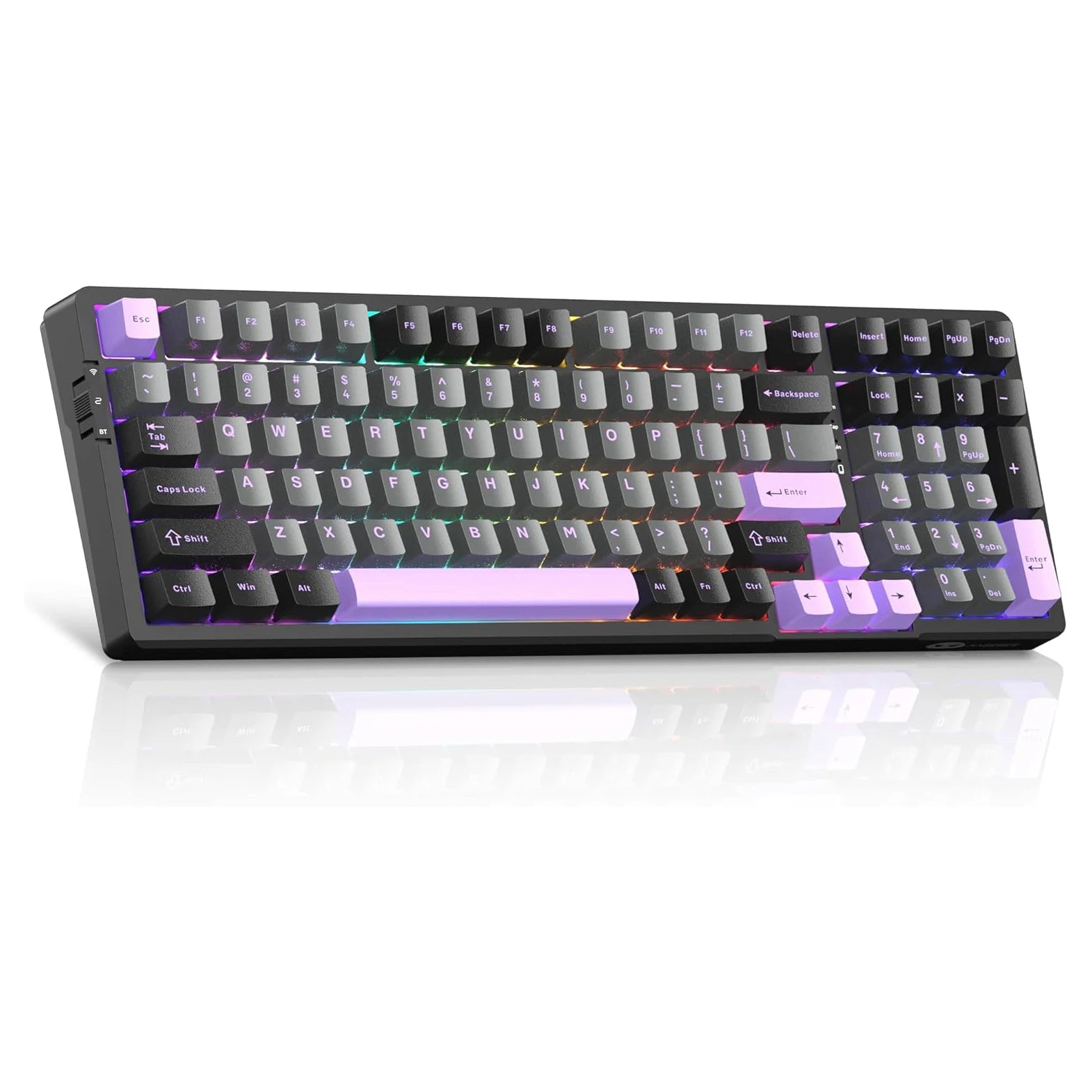 MageGee LIGHT100 Wireless Creamy Keyboard, Gasket Structure Hot Swappable, Tri-Mode 2.4G/USB-C/BT5.0 RGB Backlit Mechanical Gami