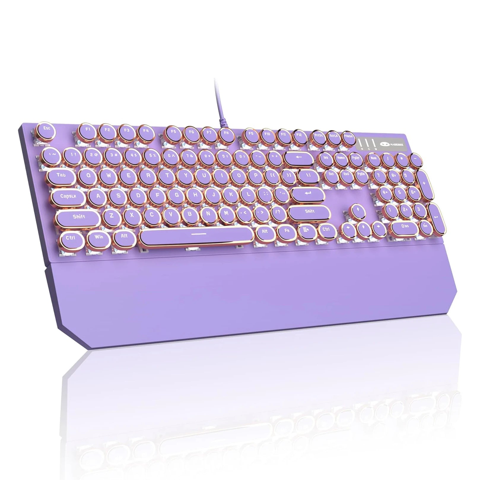 MageGee Typewriter Mechanical Gaming Keyboard, Retro Black Punk Round Keycaps RGB Rainbow Backlit Wired Keyboards for Laptop MAC