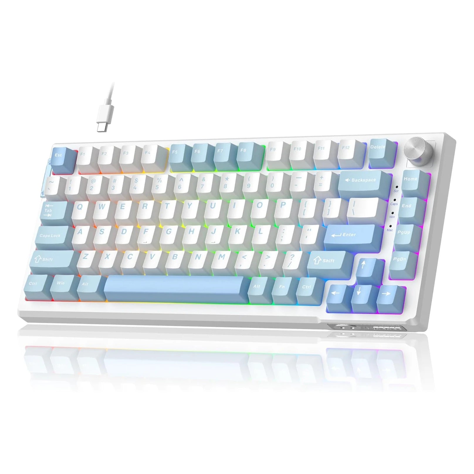 MageGee SKY81 75% Mechanical Gaming Keyboard, RGB Hot Swappable Wired Custom Creamy Keyboards with 5-Layer Sound Dampening, Knob