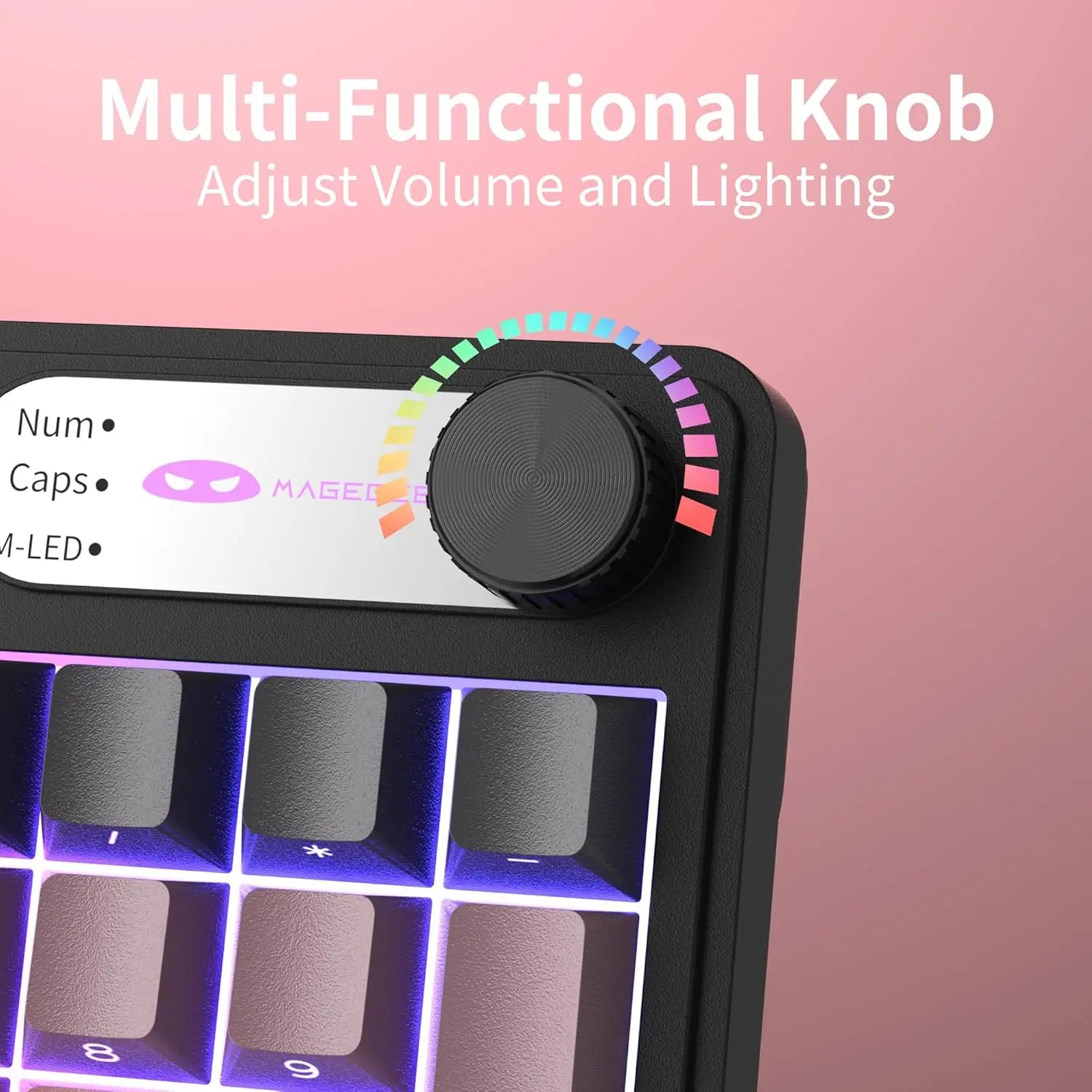 MageGee GK960 Wireless Gaming Keyboard, RGB Tri-Mode Wired/BT/2.4G Creamy Keyboard with Number Pad, 4000mAh Battery, Knob Contro