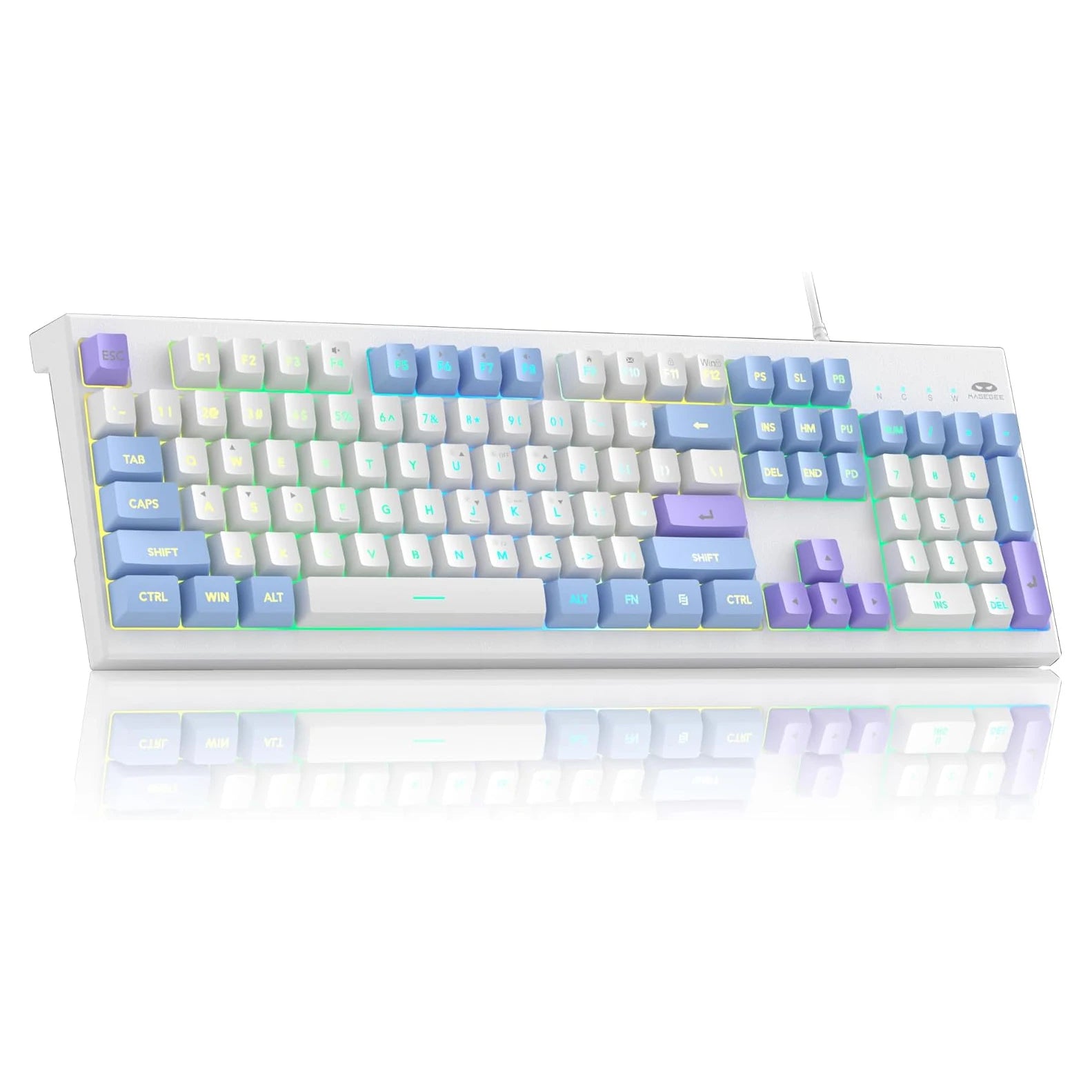 MageGee Creamy Keyboards,K2 Classic Keyboard Wired RGB Backlit 104 Keys Waterproof Ergonomic Keyboard,PC Keyboards for PC/loptop