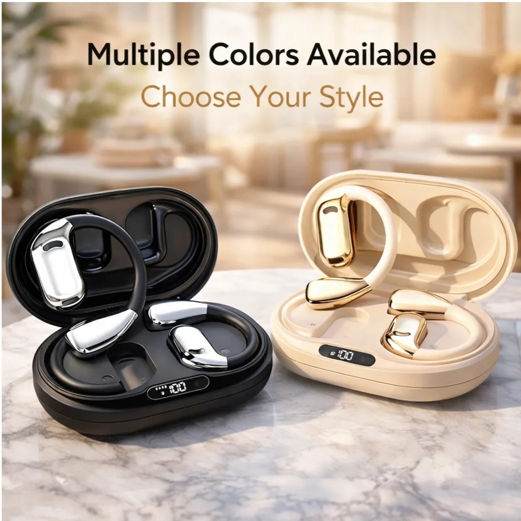 Hi-Res Certified M75 Wireless Earbuds, Bluetooth 5.49 Open Ear Earhooks with Immersive Sound, Low Latency Touch Control Headset
